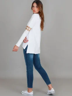 3rd Story Kiara Twin Gold Stripe T Shirt< Long Sleeves