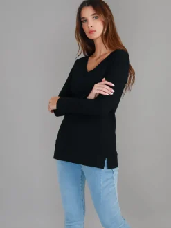 3rd Story Leah V Neck T Shirt< Long Sleeves
