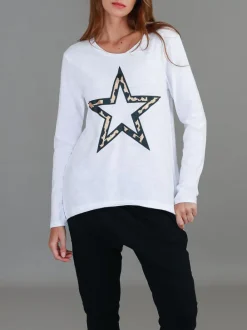 3rd Story Lindi Framed Leopard Star Long Sleeve T Shirt< Long Sleeves