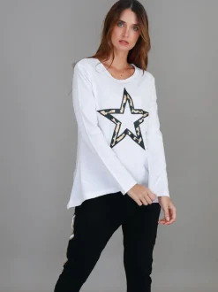 3rd Story Lindi Framed Leopard Star Long Sleeve T Shirt< Long Sleeves