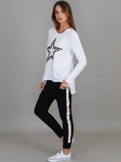 3rd Story Lindi Framed Leopard Star Long Sleeve T Shirt< Long Sleeves