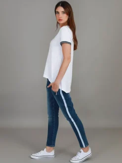 3rd Story Mariella Contrast Sleeve V Neck T Shirt< Short Sleeves