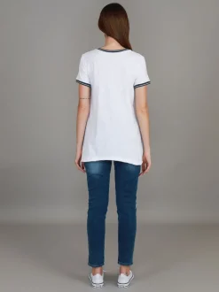 3rd Story Mariella Contrast Sleeve V Neck T Shirt< Short Sleeves