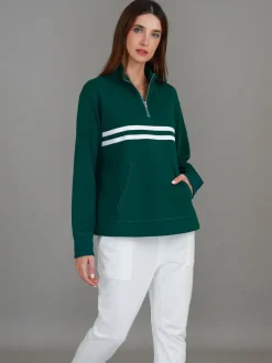 3rd Story Mylo - Ali Half Zip Stripe Print Sweatshirt< Sweatshirts|Sweatshirts
