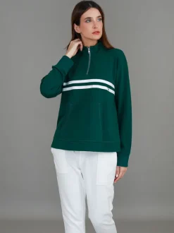 3rd Story Mylo - Ali Half Zip Stripe Print Sweatshirt< Sweatshirts|Sweatshirts