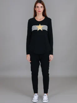 3rd Story Nora Print Curved Hem T Shirt< Long Sleeves