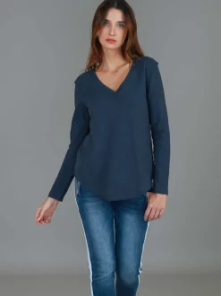 3rd Story Nora V Neck T Shirt< Long Sleeves
