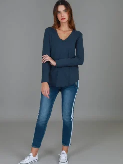3rd Story Nora V Neck T Shirt< Long Sleeves