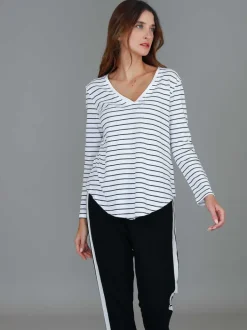 3rd Story Nora V Neck T Shirt< Long Sleeves