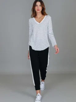 3rd Story Nora V Neck T Shirt< Long Sleeves