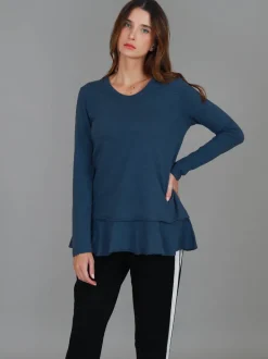 3rd Story Orchid Ruffle Hem T Shirt< Long Sleeves