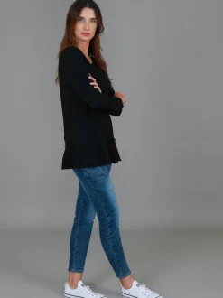 3rd Story Orchid Ruffle Hem T Shirt< Long Sleeves