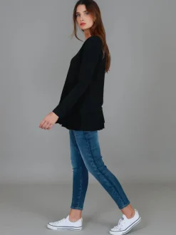 3rd Story Orchid Ruffle Hem T Shirt< Long Sleeves
