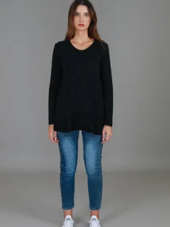 3rd Story Orchid Ruffle Hem T Shirt< Long Sleeves