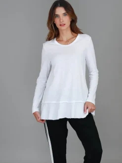 3rd Story Orchid Ruffle Hem T Shirt< Long Sleeves