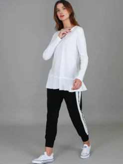 3rd Story Orchid Ruffle Hem T Shirt< Long Sleeves