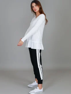 3rd Story Orchid Ruffle Hem T Shirt< Long Sleeves