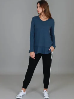 3rd Story Orchid Ruffle Hem T Shirt< Long Sleeves