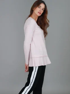 3rd Story Orchid Ruffle Hem T Shirt< Long Sleeves