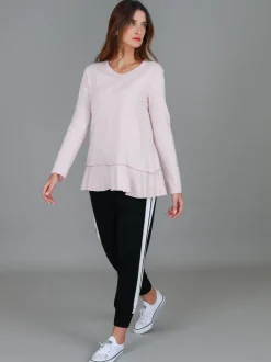 3rd Story Orchid Ruffle Hem T Shirt< Long Sleeves