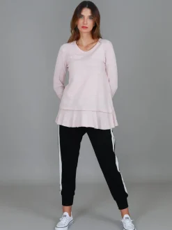 3rd Story Orchid Ruffle Hem T Shirt< Long Sleeves