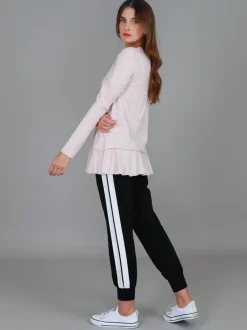 3rd Story Orchid Ruffle Hem T Shirt< Long Sleeves