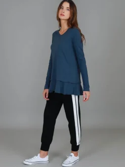 3rd Story Orchid Ruffle Hem T Shirt< Long Sleeves