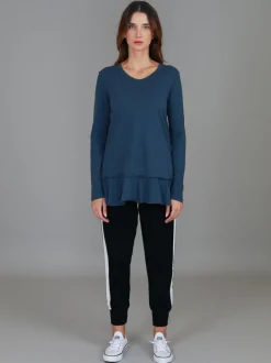 3rd Story Orchid Ruffle Hem T Shirt< Long Sleeves