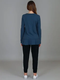 3rd Story Orchid Ruffle Hem T Shirt< Long Sleeves