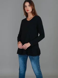 3rd Story Orchid Ruffle Hem T Shirt< Long Sleeves