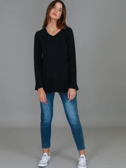 3rd Story Orchid Ruffle Hem T Shirt< Long Sleeves