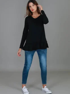 3rd Story Orchid Ruffle Hem T Shirt< Long Sleeves