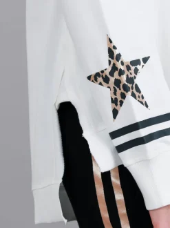 3rd Story Oxford Leopard Star Print on Sleeve Crewneck Sweatshirt< Sweatshirts|Sweatshirts