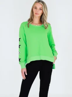 3rd Story Rhodes Leopard Star Print on Sleeve Sweatshirt< Sweatshirts|Sweatshirts