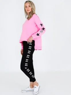 3rd Story Rhodes Leopard Star Print on Sleeve Sweatshirt< Sweatshirts|Sweatshirts