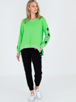 3rd Story Rhodes Leopard Star Print on Sleeve Sweatshirt< Sweatshirts|Sweatshirts