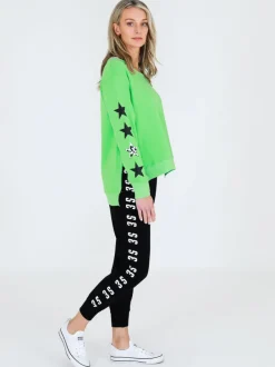3rd Story Rhodes Leopard Star Print on Sleeve Sweatshirt< Sweatshirts|Sweatshirts