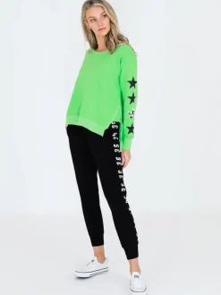 3rd Story Rhodes Leopard Star Print on Sleeve Sweatshirt< Sweatshirts|Sweatshirts