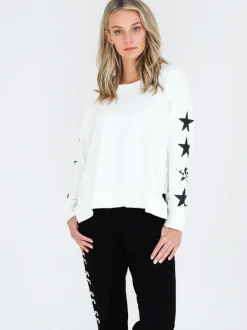 3rd Story Rhodes Leopard Star Print on Sleeve Sweatshirt< Sweatshirts|Sweatshirts