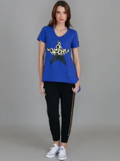 3rd Story Rosemary Splice Star Leopard Print T Shirt< Short Sleeves