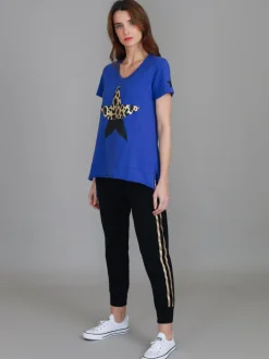 3rd Story Rosemary Splice Star Leopard Print T Shirt< Short Sleeves