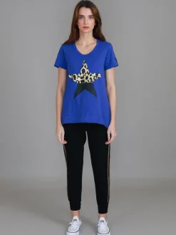 3rd Story Rosemary Splice Star Leopard Print T Shirt< Short Sleeves