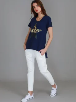 3rd Story Rosemary Splice Star Leopard Print T Shirt< Short Sleeves