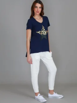 3rd Story Rosemary Splice Star Leopard Print T Shirt< Short Sleeves