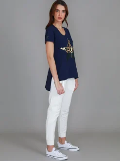 3rd Story Rosemary Splice Star Leopard Print T Shirt< Short Sleeves