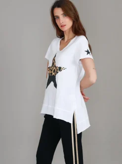 3rd Story Rosemary Splice Star Leopard Print T Shirt< Short Sleeves