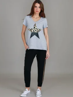 3rd Story Rosemary Splice Star Leopard Print T Shirt< Short Sleeves