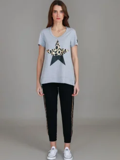 3rd Story Rosemary Splice Star Leopard Print T Shirt< Short Sleeves