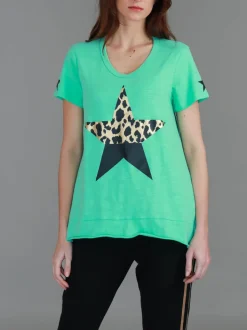 3rd Story Rosemary Splice Star Leopard Print T Shirt< Short Sleeves