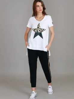 3rd Story Rosemary Splice Star Leopard Print T Shirt< Short Sleeves